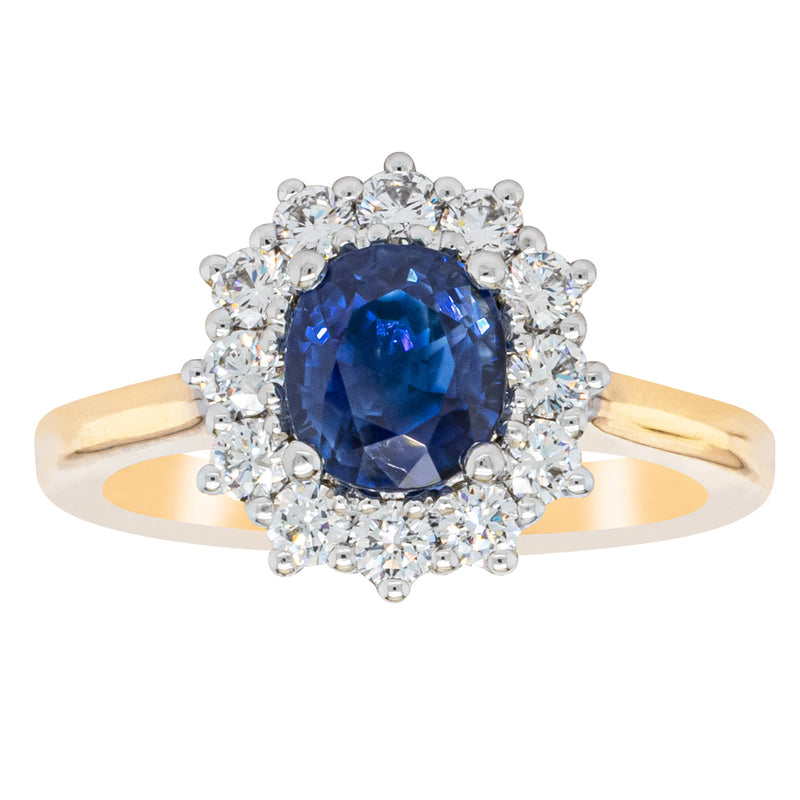 18ct Yellow Gold 1.64ct Sapphire & Diamond Belle Ring-Ring-Walker & Hall