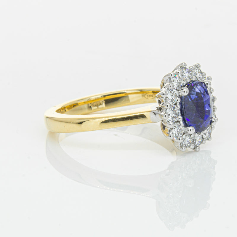 18ct Yellow Gold 1.64ct Sapphire & Diamond Belle Ring-Ring-Walker & Hall