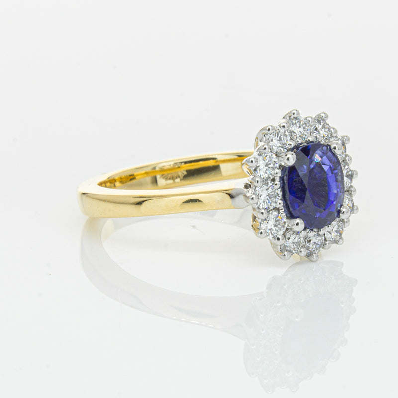 18ct Yellow Gold 1.64ct Sapphire & Diamond Belle Ring-Ring-Walker & Hall
