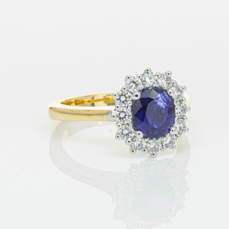 18ct Yellow Gold 1.64ct Sapphire & Diamond Belle Ring-Ring-Walker & Hall