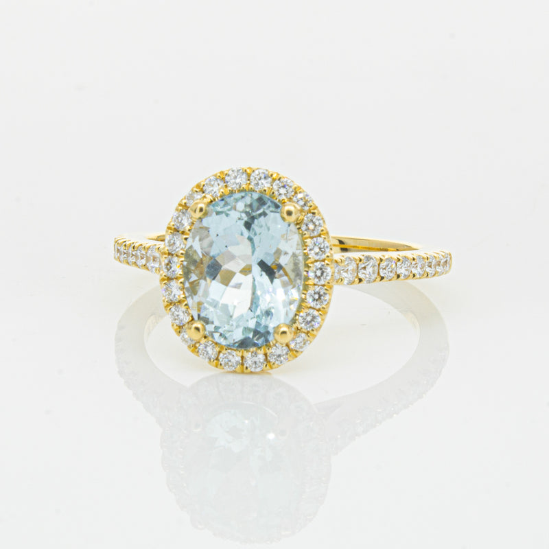18ct Yellow Gold 1.94ct Aquamarine & Diamond Sierra Ring-Ring-Walker & Hall