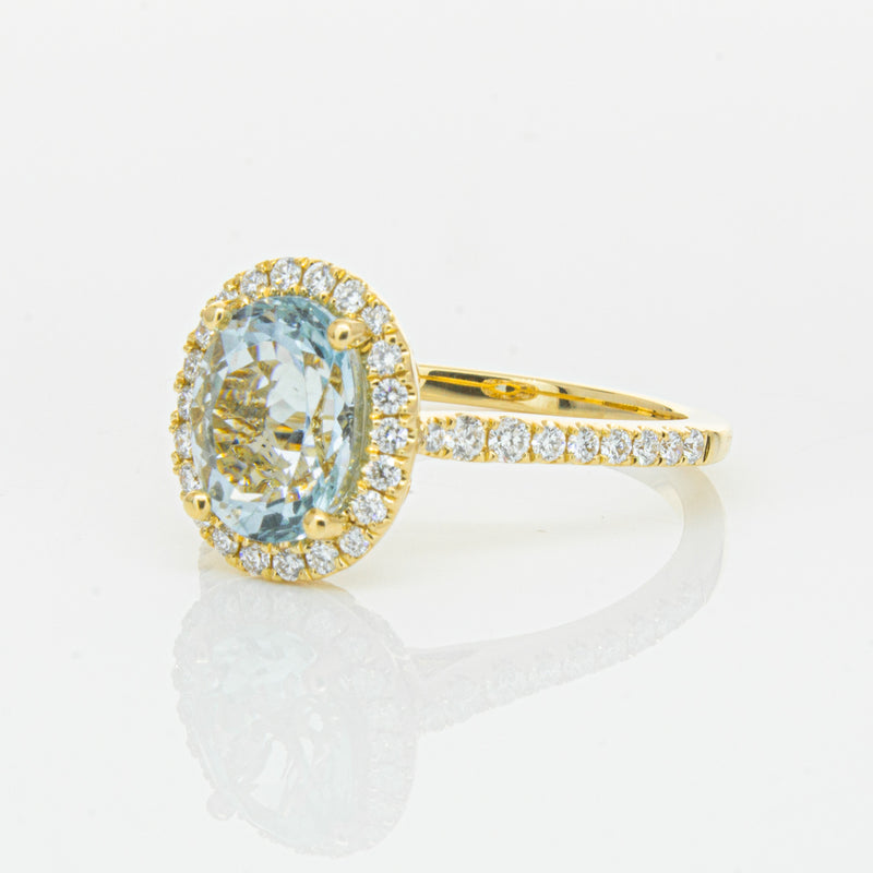 18ct Yellow Gold 1.94ct Aquamarine & Diamond Sierra Ring-Ring-Walker & Hall