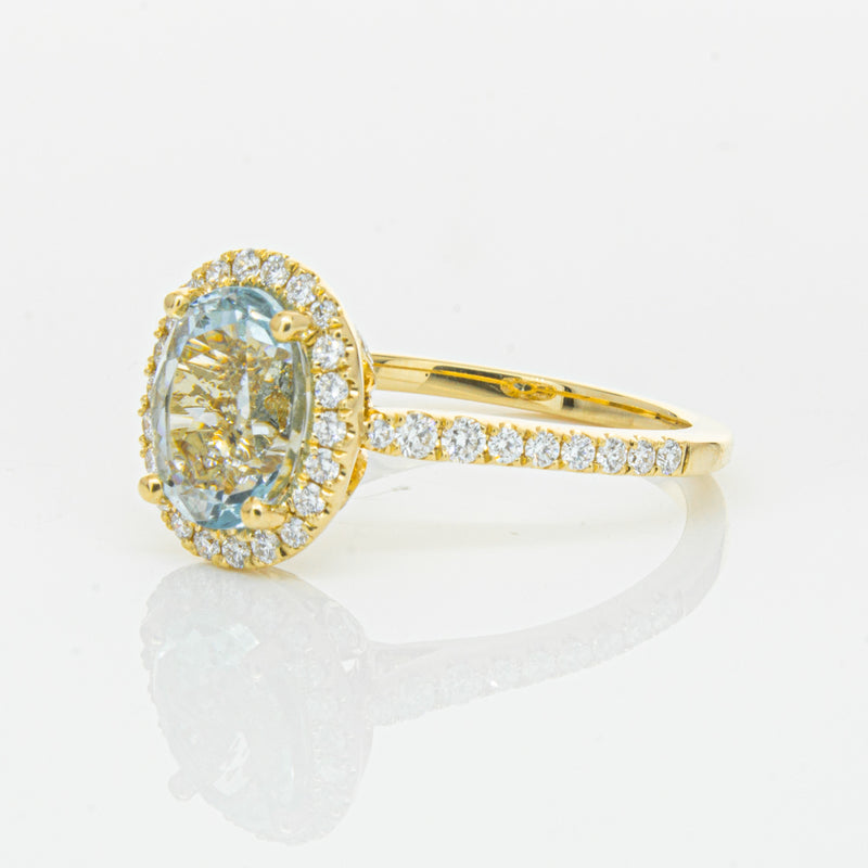 18ct Yellow Gold 1.94ct Aquamarine & Diamond Sierra Ring-Ring-Walker & Hall
