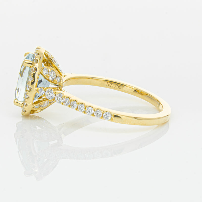 18ct Yellow Gold 1.94ct Aquamarine & Diamond Sierra Ring-Ring-Walker & Hall