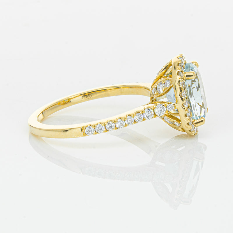 18ct Yellow Gold 1.94ct Aquamarine & Diamond Sierra Ring-Ring-Walker & Hall