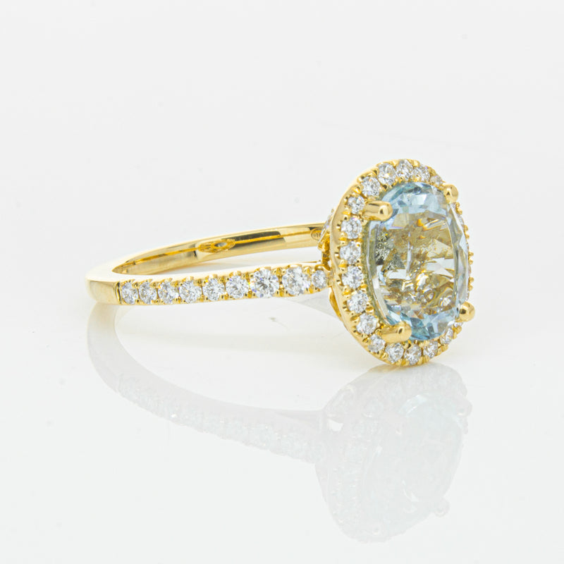 18ct Yellow Gold 1.94ct Aquamarine & Diamond Sierra Ring-Ring-Walker & Hall