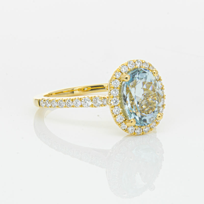 18ct Yellow Gold 1.94ct Aquamarine & Diamond Sierra Ring-Ring-Walker & Hall