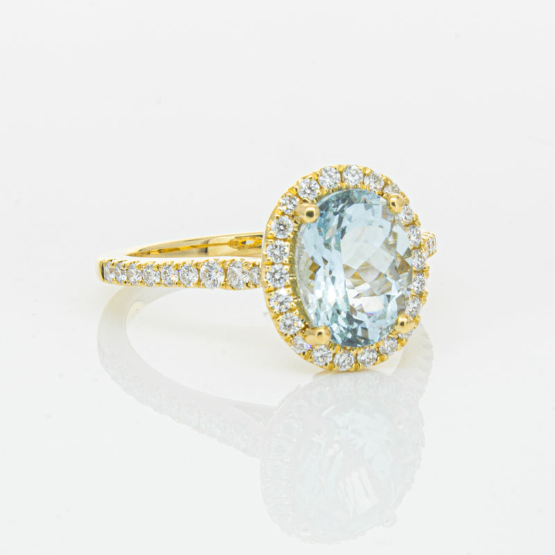 18ct Yellow Gold 1.94ct Aquamarine & Diamond Sierra Ring-Ring-Walker & Hall