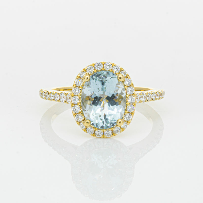 18ct Yellow Gold 1.94ct Aquamarine & Diamond Sierra Ring-Ring-Walker & Hall
