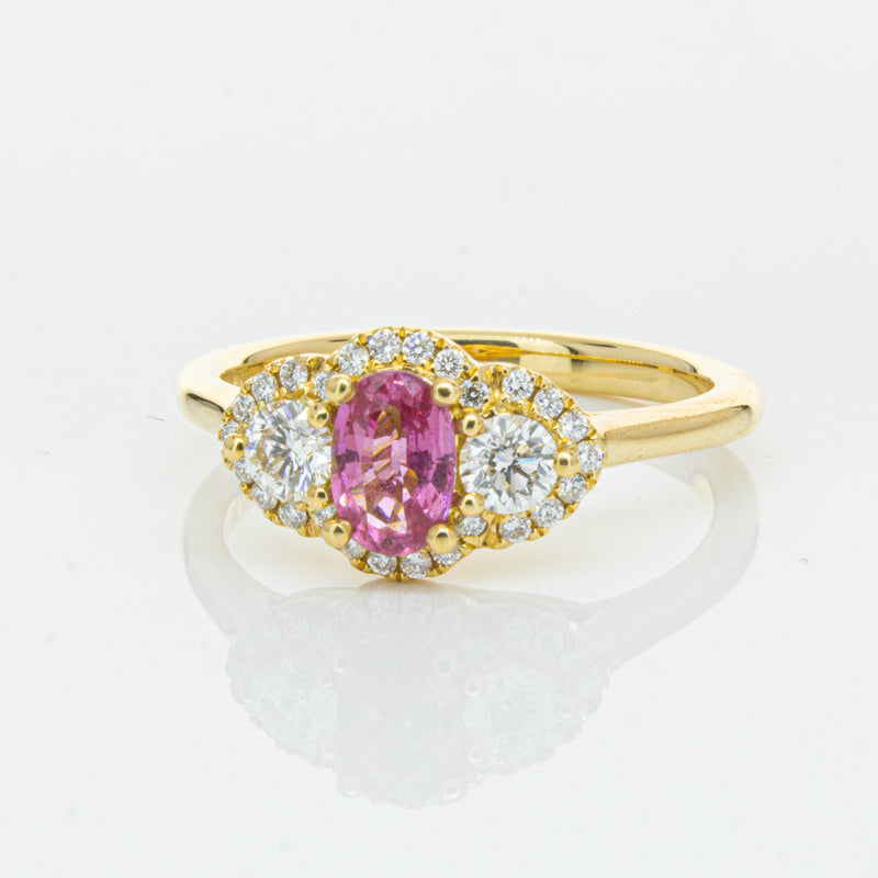 18ct Yellow Gold .59ct Pink Sapphire & Diamond Posie Ring-Ring-Walker & Hall