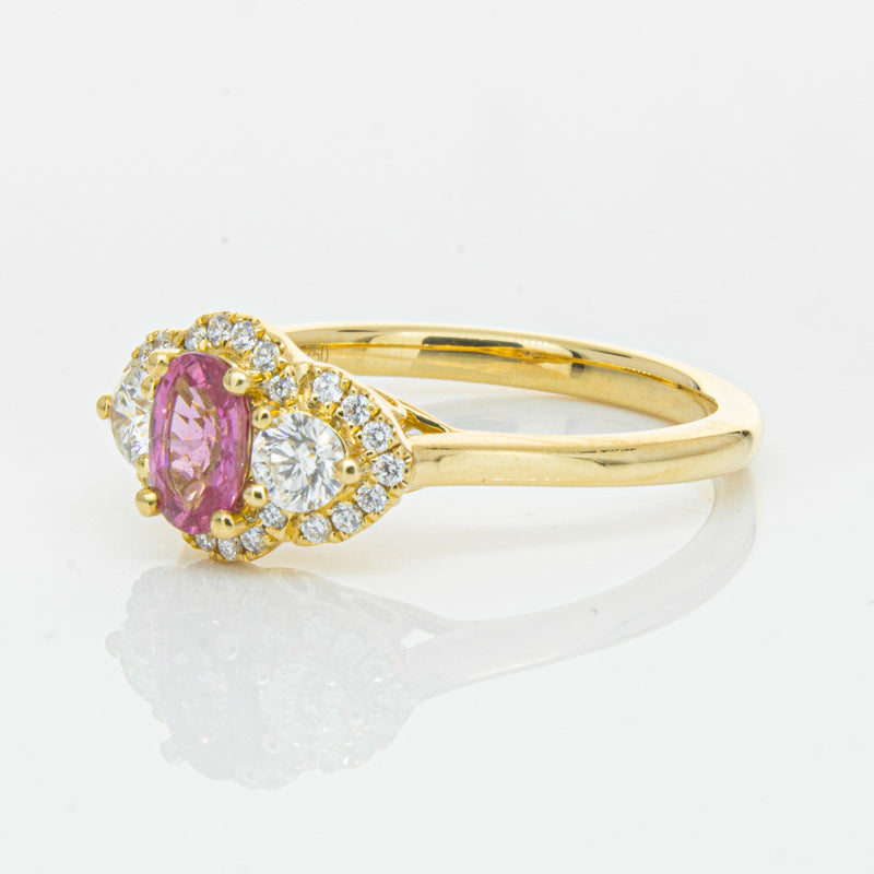 18ct Yellow Gold .59ct Pink Sapphire & Diamond Posie Ring-Ring-Walker & Hall