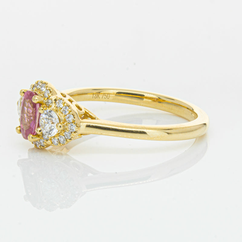 18ct Yellow Gold .59ct Pink Sapphire & Diamond Posie Ring-Ring-Walker & Hall