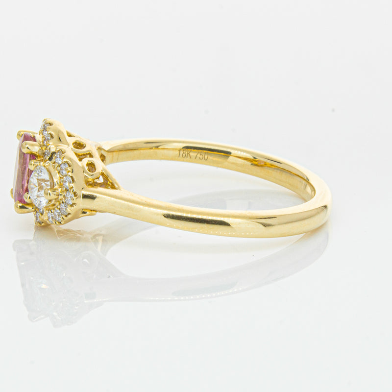 18ct Yellow Gold .59ct Pink Sapphire & Diamond Posie Ring-Ring-Walker & Hall