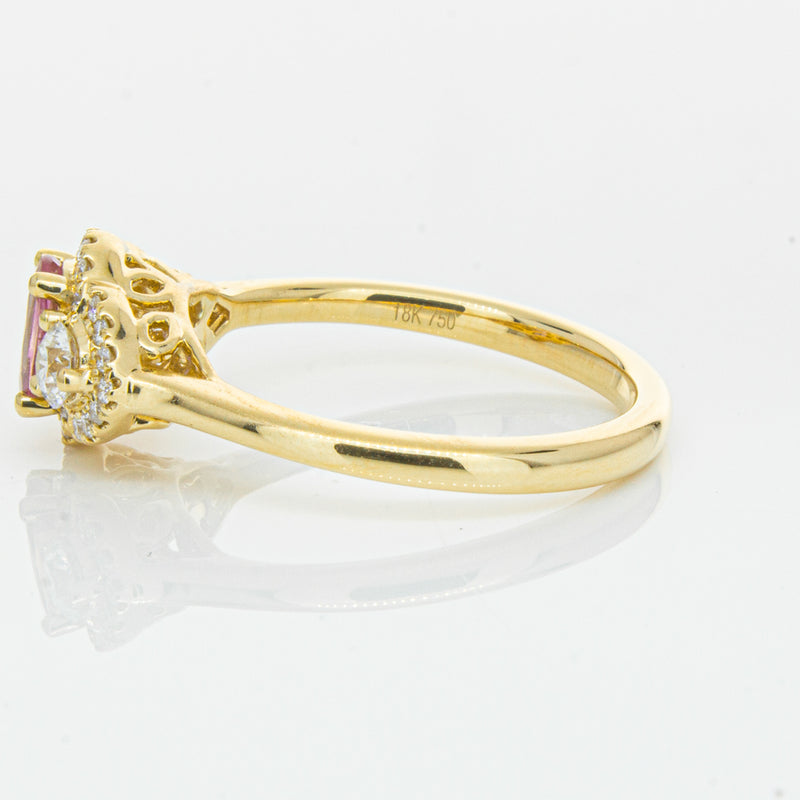 18ct Yellow Gold .59ct Pink Sapphire & Diamond Posie Ring-Ring-Walker & Hall