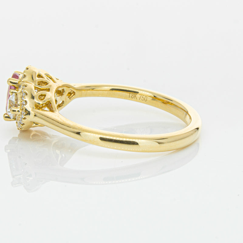 18ct Yellow Gold .59ct Pink Sapphire & Diamond Posie Ring-Ring-Walker & Hall