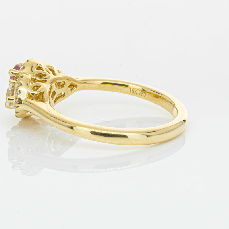 18ct Yellow Gold .59ct Pink Sapphire & Diamond Posie Ring-Ring-Walker & Hall