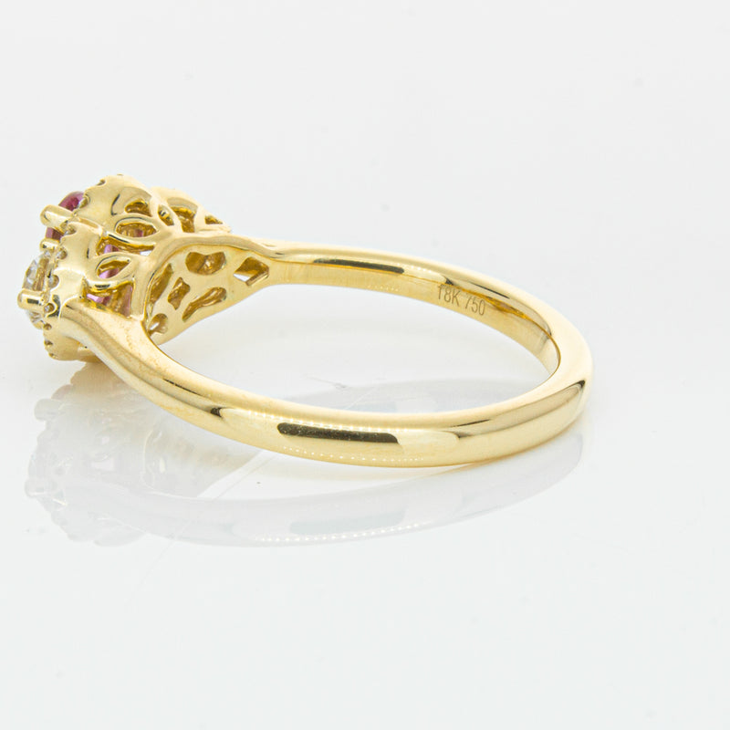 18ct Yellow Gold .59ct Pink Sapphire & Diamond Posie Ring-Ring-Walker & Hall