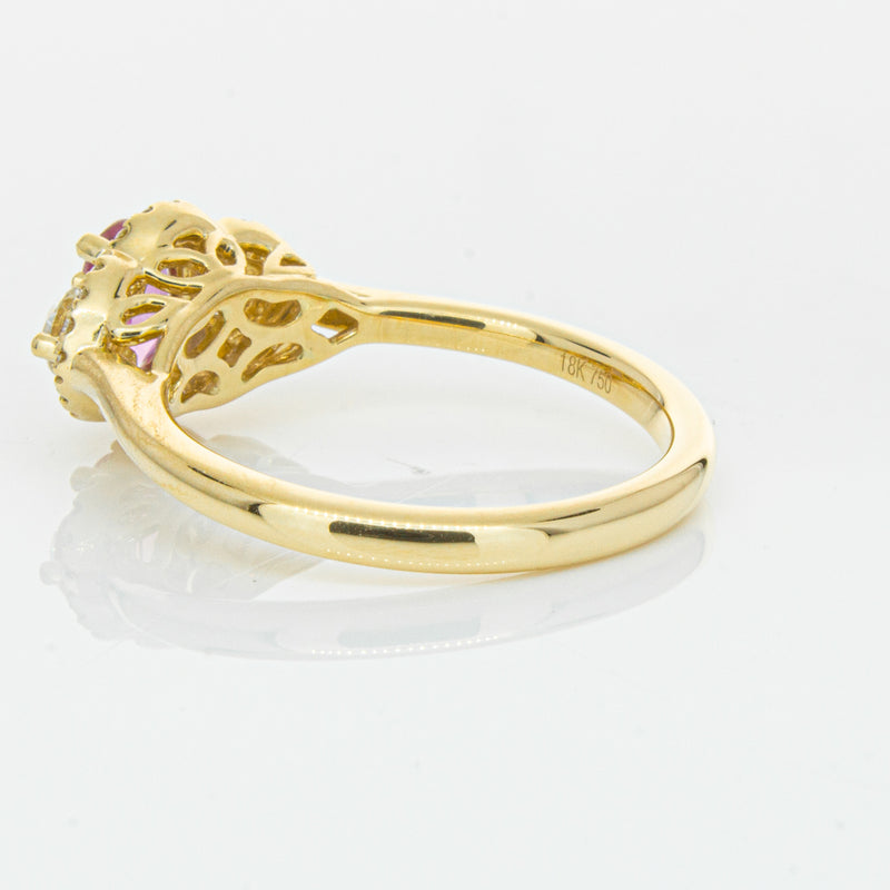 18ct Yellow Gold .59ct Pink Sapphire & Diamond Posie Ring-Ring-Walker & Hall