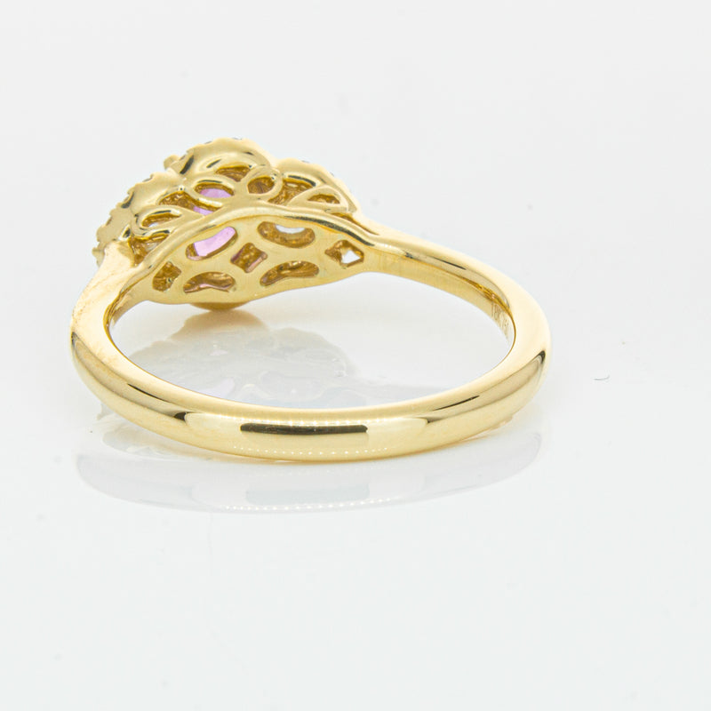 18ct Yellow Gold .59ct Pink Sapphire & Diamond Posie Ring-Ring-Walker & Hall
