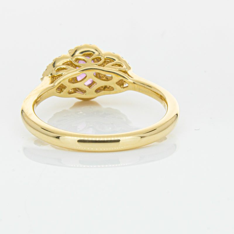 18ct Yellow Gold .59ct Pink Sapphire & Diamond Posie Ring-Ring-Walker & Hall