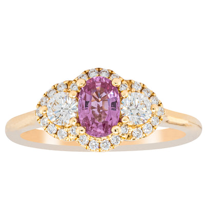 18ct Yellow Gold .59ct Pink Sapphire & Diamond Posie Ring-Ring-Walker & Hall