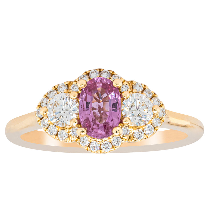 18ct Yellow Gold .59ct Pink Sapphire & Diamond Posie Ring-Ring-Walker & Hall