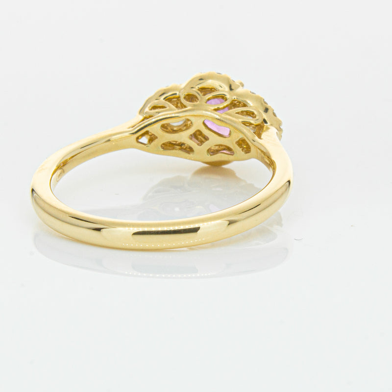 18ct Yellow Gold .59ct Pink Sapphire & Diamond Posie Ring-Ring-Walker & Hall