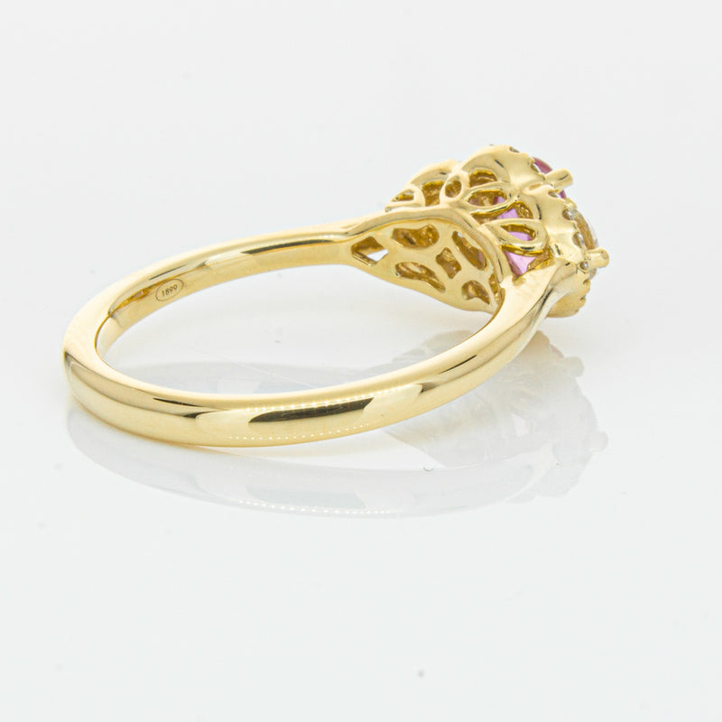 18ct Yellow Gold .59ct Pink Sapphire & Diamond Posie Ring-Ring-Walker & Hall