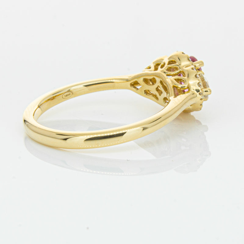 18ct Yellow Gold .59ct Pink Sapphire & Diamond Posie Ring-Ring-Walker & Hall