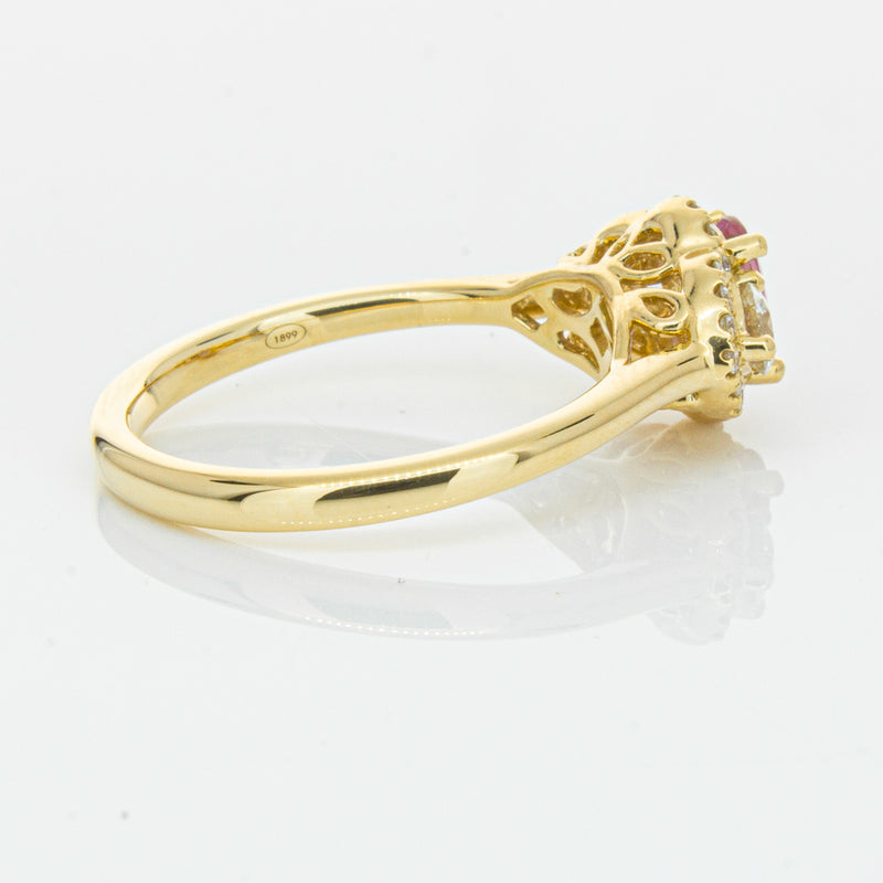 18ct Yellow Gold .59ct Pink Sapphire & Diamond Posie Ring-Ring-Walker & Hall