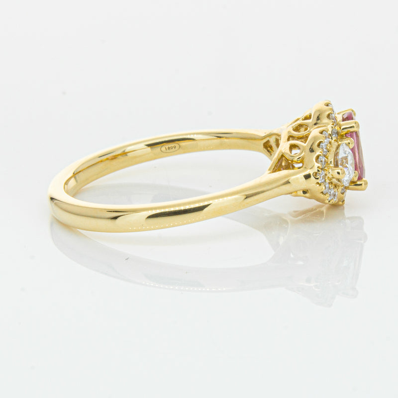18ct Yellow Gold .59ct Pink Sapphire & Diamond Posie Ring-Ring-Walker & Hall