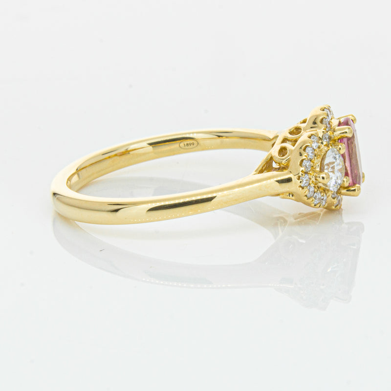 18ct Yellow Gold .59ct Pink Sapphire & Diamond Posie Ring-Ring-Walker & Hall