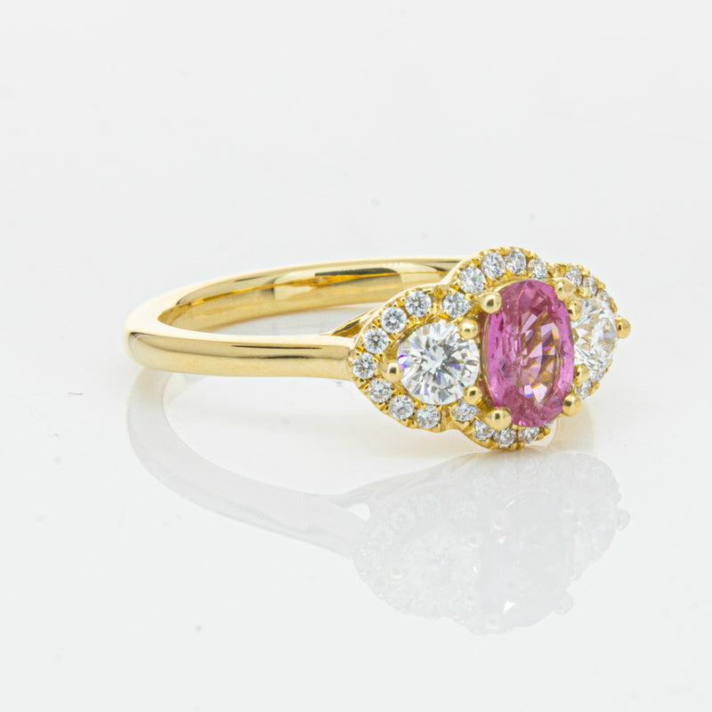 18ct Yellow Gold .59ct Pink Sapphire & Diamond Posie Ring-Ring-Walker & Hall
