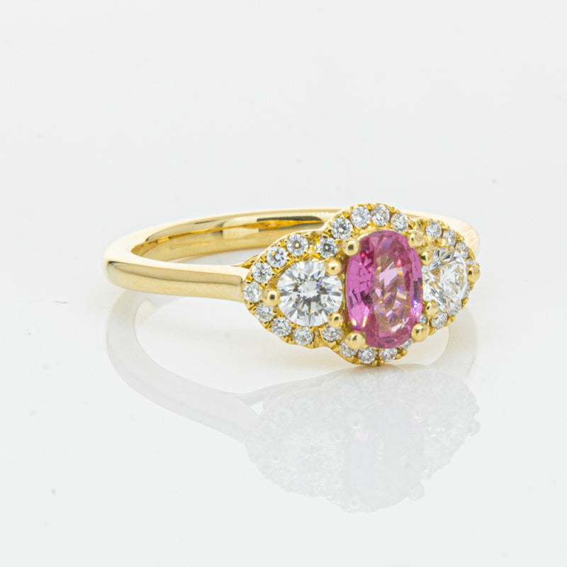 18ct Yellow Gold .59ct Pink Sapphire & Diamond Posie Ring-Ring-Walker & Hall