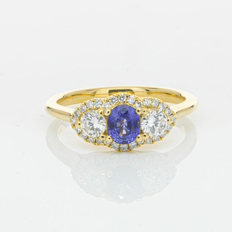 18ct Yellow Gold .54ct Sapphire & Diamond Posie Ring-Ring-Walker & Hall