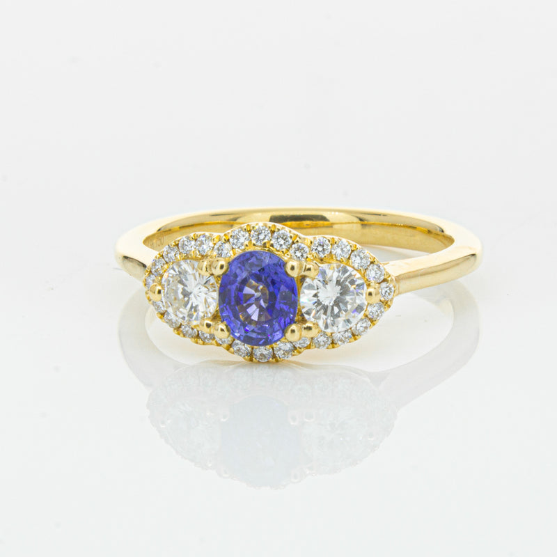 18ct Yellow Gold .54ct Sapphire & Diamond Posie Ring-Ring-Walker & Hall
