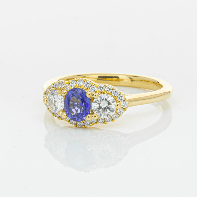 18ct Yellow Gold .54ct Sapphire & Diamond Posie Ring-Ring-Walker & Hall