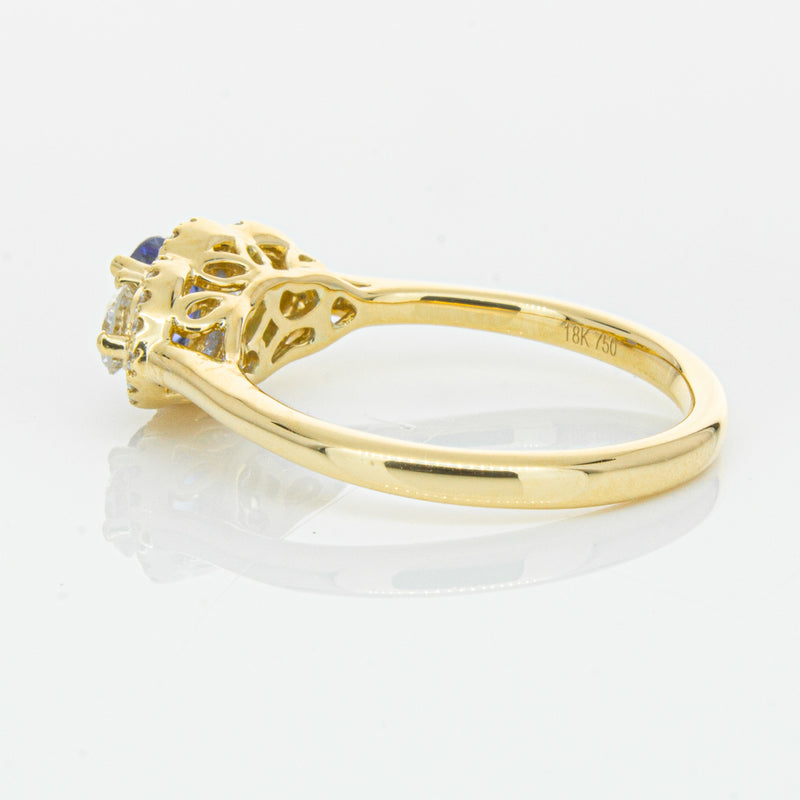 18ct Yellow Gold .54ct Sapphire & Diamond Posie Ring-Ring-Walker & Hall