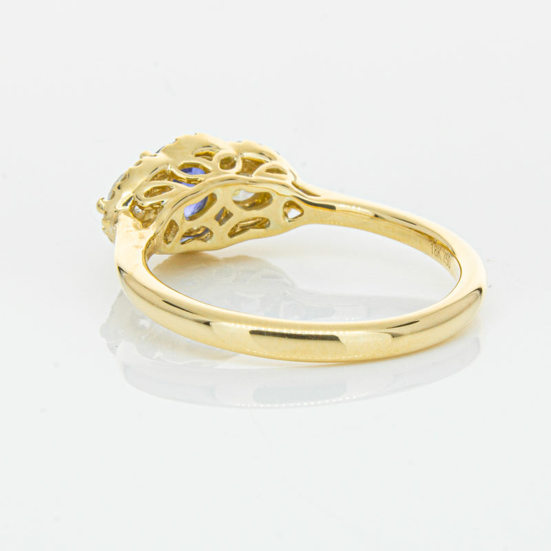 18ct Yellow Gold .54ct Sapphire & Diamond Posie Ring-Ring-Walker & Hall