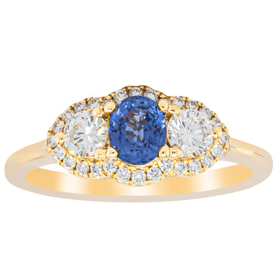 18ct Yellow Gold .54ct Sapphire & Diamond Posie Ring-Ring-Walker & Hall