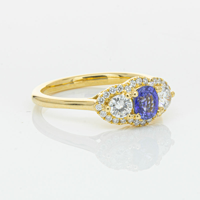 18ct Yellow Gold .54ct Sapphire & Diamond Posie Ring-Ring-Walker & Hall