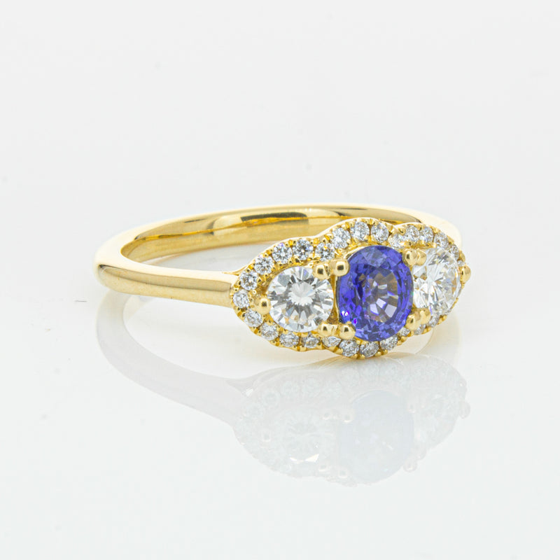18ct Yellow Gold .54ct Sapphire & Diamond Posie Ring-Ring-Walker & Hall