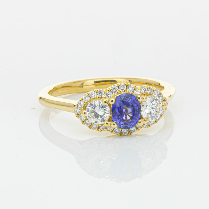 18ct Yellow Gold .54ct Sapphire & Diamond Posie Ring-Ring-Walker & Hall