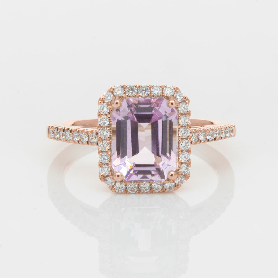 18ct Rose Gold 2.70ct Kunzite & Diamond Ring-Ring-Walker & Hall