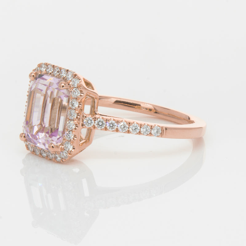 18ct Rose Gold 2.70ct Kunzite & Diamond Ring-Ring-Walker & Hall