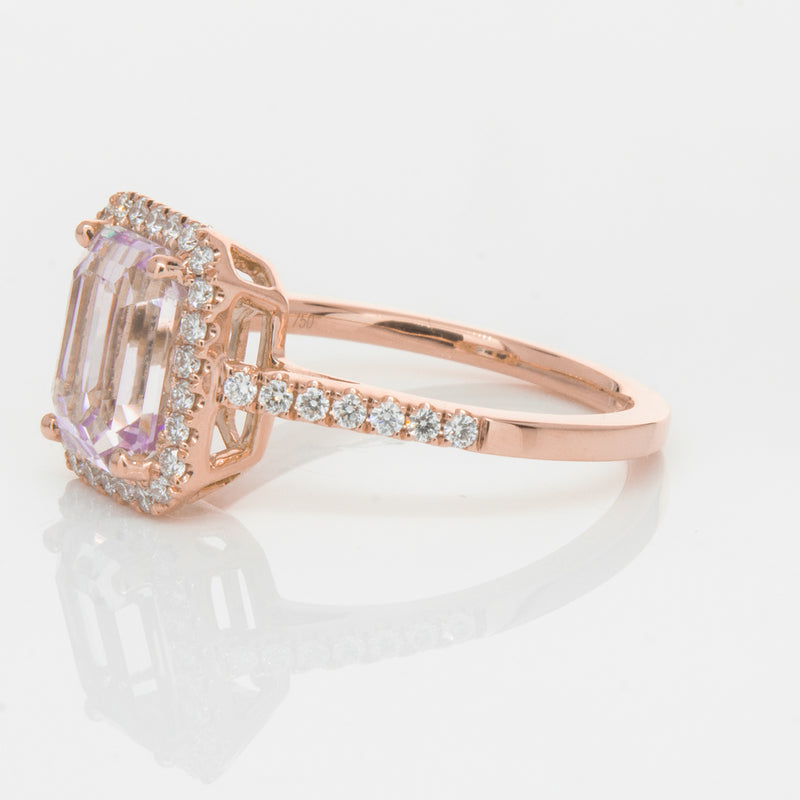 18ct Rose Gold 2.70ct Kunzite & Diamond Ring-Ring-Walker & Hall