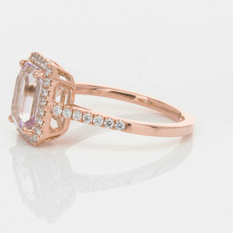 18ct Rose Gold 2.70ct Kunzite & Diamond Ring-Ring-Walker & Hall