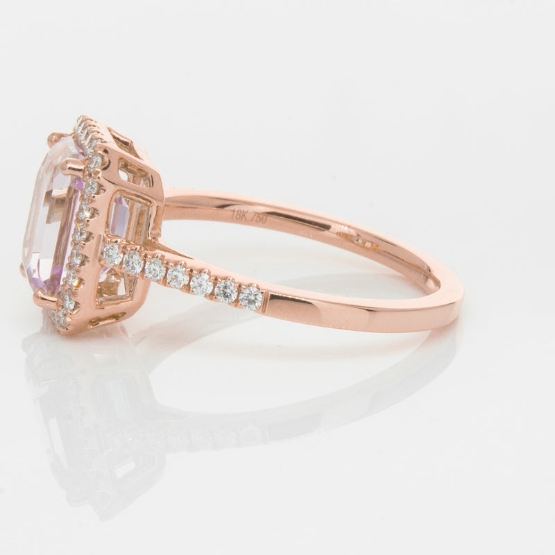 18ct Rose Gold 2.70ct Kunzite & Diamond Ring-Ring-Walker & Hall