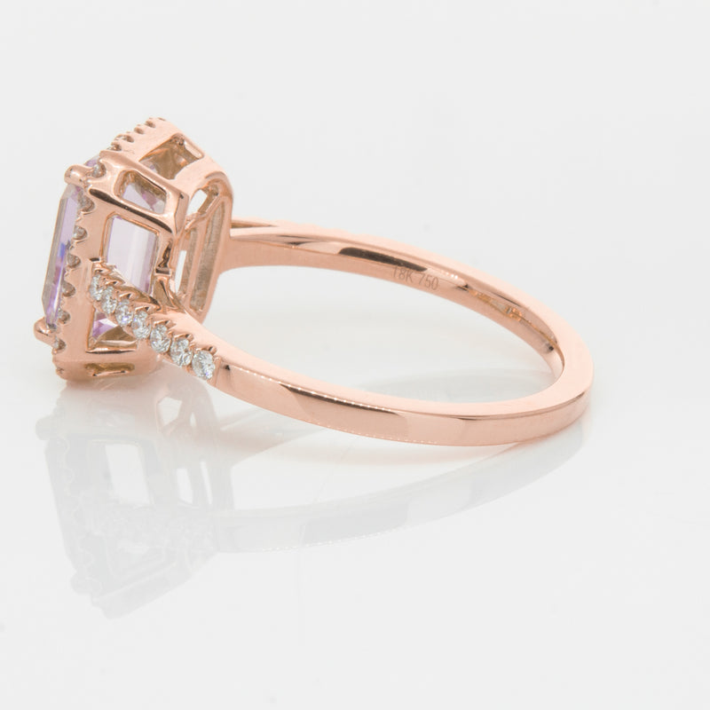 18ct Rose Gold 2.70ct Kunzite & Diamond Ring-Ring-Walker & Hall