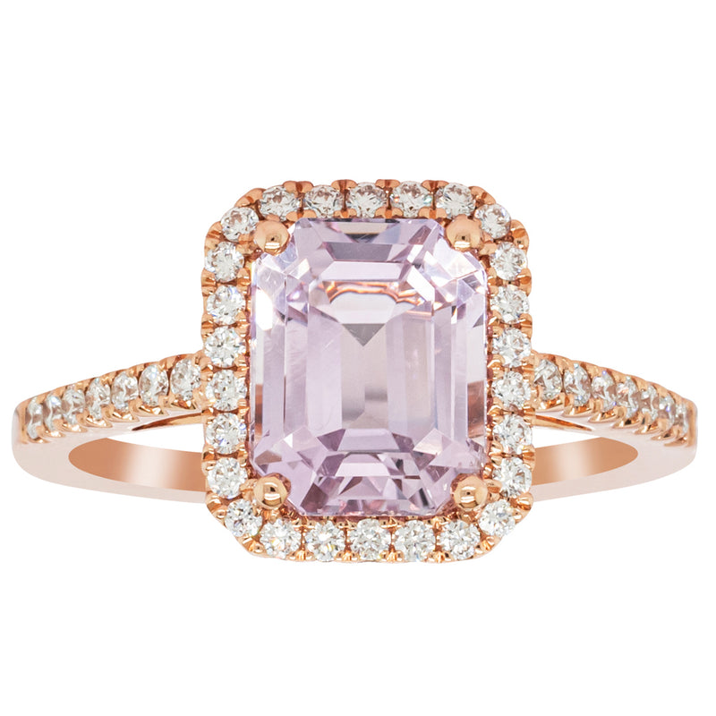 18ct Rose Gold 2.70ct Kunzite & Diamond Ring-Ring-Walker & Hall